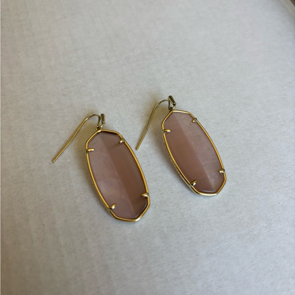 EUC Kendra Scott Gold and Split Rose Quartz Elle Earrings